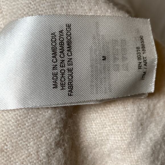 Lucky Brand V-Neck Fleece Sweater Sweatshirt Pullover Cream Women's Size Medium - Picture 7 of 9